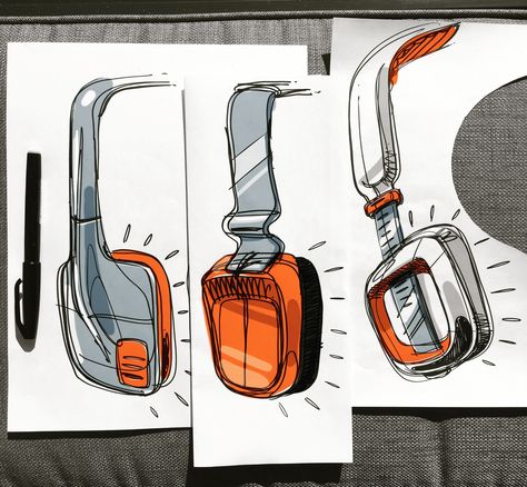 Industrial design sketches done by me in 2017 (the good ones). Industrial Design Headphones, Headphone Design Sketch, Product Design Sketching, Headphone Sketch, Industrial Sketch, Headphone Design, Product Sketches, Ombres Portées, Design Sketching