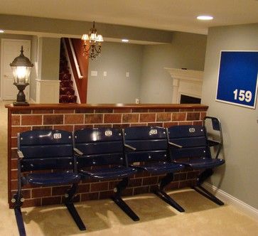 Eclectic Basement, Baseball Basement, Rooms Design Ideas, Baseball Room, Basement Finishing, Finished Basement Ideas, Rooms Design, Stadium Seats, Basement House