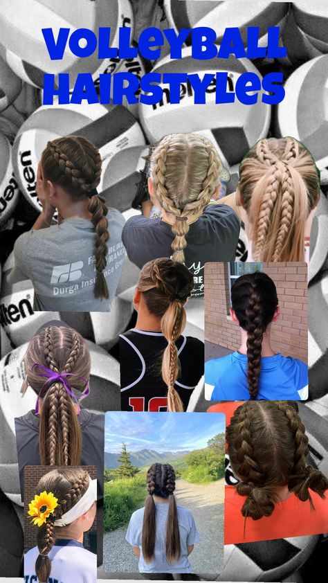 Cool Sporty Hairstyles, Field Hockey Hair, Feild Hockey Hair Ideas, Field Hockey Hairstyles, Cute Vball Hairstyles Easy, Vollyball Girls Hairstyles, Hair Ideas For Volleyball Games, Hockey Hairstyles, Game Day Hair Volleyball