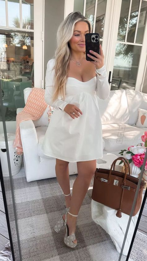 Bridal Party Outfits Bachelorette, Spring Dress Ideas, Bridal Shower Bride Outfit, Boho Bridal Shower Dress, White Bachelorette Party, Wedding Shower Outfit, White Bachelorette Party Outfit, White Spring Dress, White Engagement Dresses