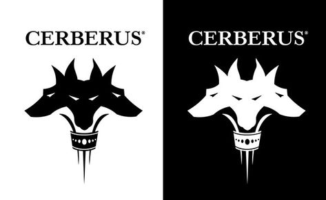 Cerberus Tattoo Minimalist, Cerberus Tattoo Design Simple, Cerberus Symbol, Cerberus Aesthetic, Cerebus Dog Tattoo, Cerebus Dog, Camille League Of Legends, Knife Logo, Demon Dog