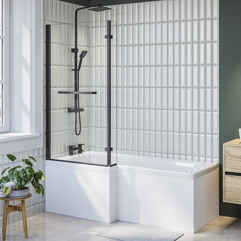 Shower Baths | Baths with Shower - Better Bathrooms Toilet And Sink Unit, Bath Front Panel, L Shaped Bath, Bath Screen, Shower Over Bath, Bath Mixer Taps, Toilet Sink, Black Bath, Bath Panel