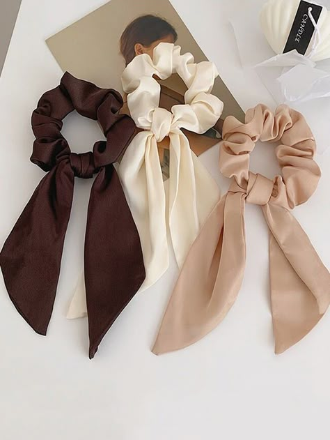 Multicolor Casual   Polyester Plain Scarf Hair Tie    Women Accessories Cute Hair Excessories, Hair Assecery, Hair Assories, Satin Hair Accessories, Accessories For Hair, Trendy Hair Accessories, Leopard Print Accessories, Ribbon Hair Ties, Hair Tie Accessories