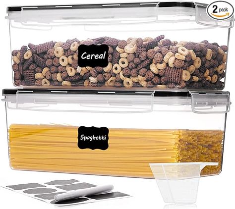 Vtopmart Airtight Food Storage Containers with Lids 2PCS Set 3.2L, Plastic Spaghetti Container for Pasta organizer, BPA Free Air Tight House Kitchen Pantry Organization and Storage Fettuccine Lasagna, Pasta Fettuccine, Long Pasta, Pasta Storage, Kitchen Pantry Organization, Pantry Containers, Lasagna Noodles, Cereal Dispenser, Frozen Cookies