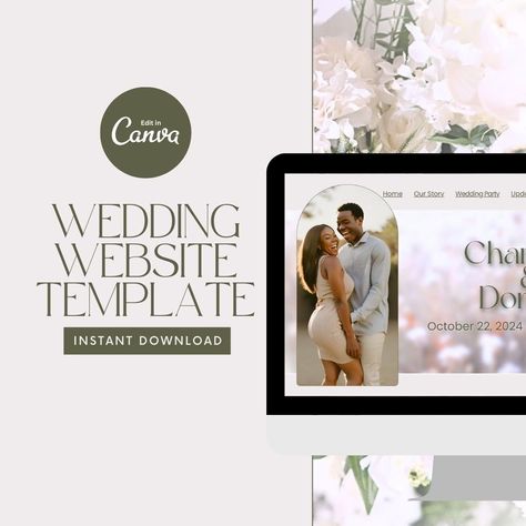 Completely Customizable Modern & Elegant Wedding Website Template Page Wedding, Website Canva, Wedding Website Template, Canva Wedding, Canva Website, Wedding Logo, Digital Wedding Invitations, Wedding Invitations Online, Wedding Planning Websites