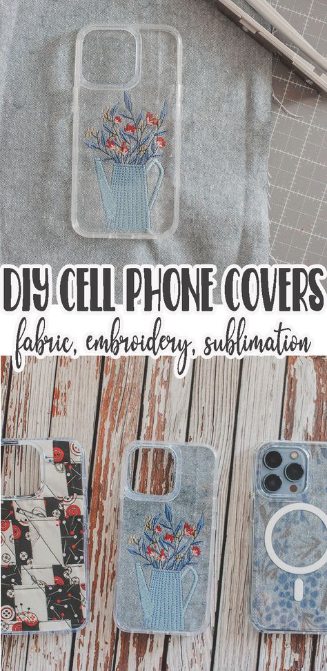 Learn how to make a DIY fabric phone case with this tutorial. Create a custom phone case with a clear phone case and some fabric. Fun and easy DIY. Phone Case Tutorial, Embroidery Cases, Cell Phone Cover, Summer Fun For Kids, Fun Summer Activities, Free Pdf Sewing Patterns, Free Pdf Pattern, Fabric Pen, Custom Phone Case