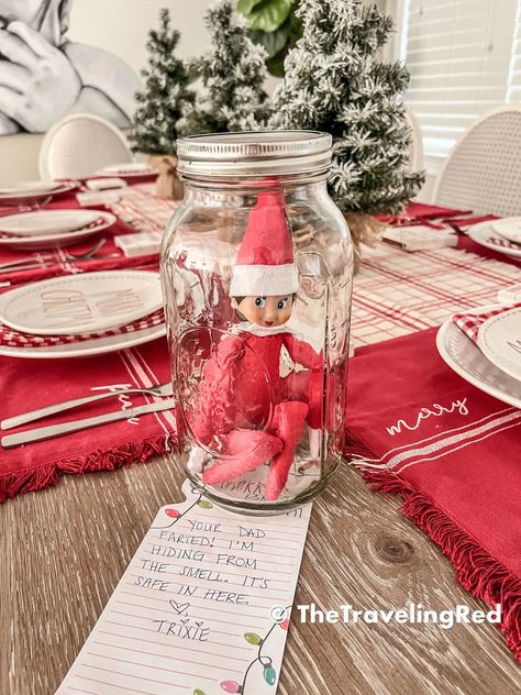 Elf On The Shelf Mason Jar, Fart Elf On Shelf, Elf On A Shelf In A Jar, Elf Quick Ideas On The Shelf, Elf On The Shelf Ideas Fart In A Jar, Elf Farting In A Jar, Dad Farted Elf On The Shelf, Elf On The Shelf Farted In Jar, Elf On The Shelf Marshmallow Ideas