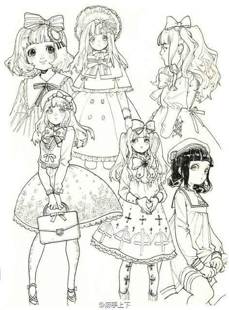 Beautiful Lolita Drawings (Source & Credits: weibo.com/u/2145346487) Kira Imai, Poses References, 영감을 주는 캐릭터, Gothic Lolita, Art Reference Photos, Lolita Fashion, 그림 그리기, Pretty Art, Character Design Inspiration