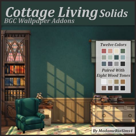 Cc Wallpaper, Sims 4 Cottage, Solid Wallpaper, Cottage Wallpaper, Sims House Plans, 4 Wallpaper, Sims Four, Sims 4 Cc Packs, Sims 4 Cc Furniture