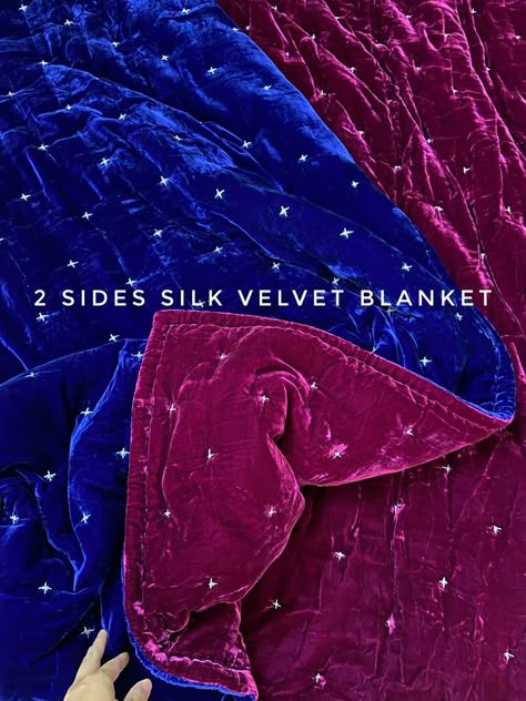 100% Silk Velvet fabric blanket Hand Stitched Quilt, Velvet Bedding Sets, Bedroom Quilts, Velvet Blanket, Velvet Bed, Luxury Bedroom, Duvet Bedding Sets, King Quilt, Luxury Blanket