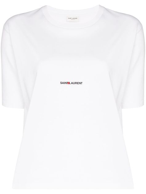 SAINT LAURENT LOGO PRINT COTTON T-SHIRT. #saintlaurent #cloth Saint Laurent Logo, Polo Women, Signature Print, Fall Wallpaper, Cotton Logo, Black Logo, Print Logo, Shirt Women, Tom Ford