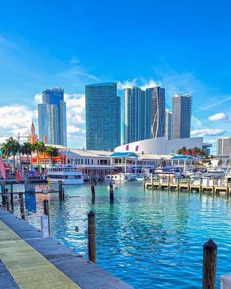 Views of Bayside Marketplace on Biscayne Bay in the heart of Downtown Miami  Have you ever been here before?!  @miamituristico   #baysidemiami #miamiskyline #biscaynebay #downtownmiami #miami Bayside Marketplace Miami, Bayside Miami, Luxury Miami, Miami Apartment, Miami Vacation, Miami Skyline, Airport Outfits, Vacation Goals, Downtown Miami