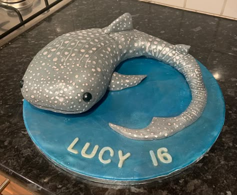 Stingray Birthday Cake, Whale Shark Birthday Cake, Cute Shark Cake, Whale Shark Cake, Shark Cake Ideas, Shark Themed Food, Shark Themed Cakes, Shark Cakes, Shark Birthday Cake