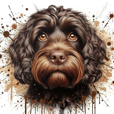 Cockapoo Splash art - Gareth Parkes The Veldt, Running Of The Bulls, Animal Action, Dog Pen, Expressive Eyes, Support Dog, Splash Art, Artist Palette, Mixed Breed