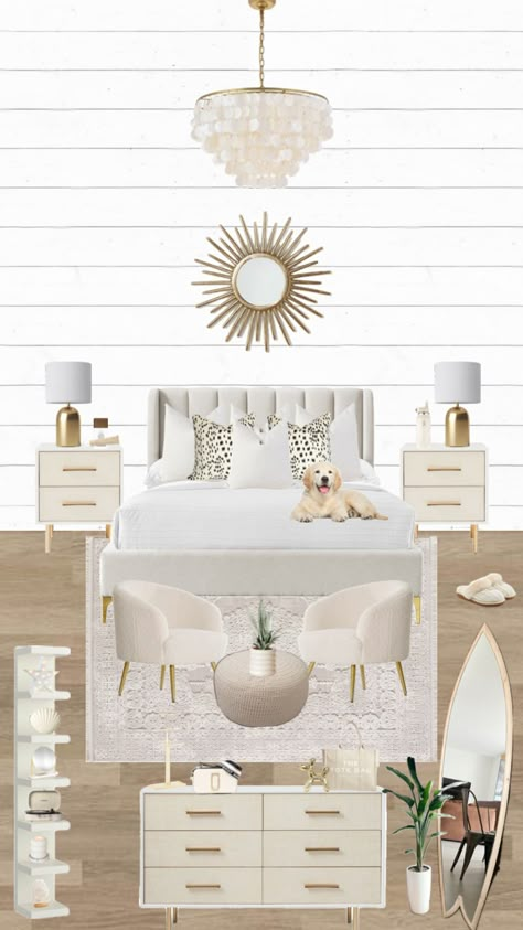 Room Ideas Gold And White, White Room White Furniture, Teen Neutral Bedroom Ideas, White And Neutral Bedroom, Gold And White Room, White And Gold Room, White And Gold Bedroom Ideas, White And Gold Bedroom, Young Adult Bedroom