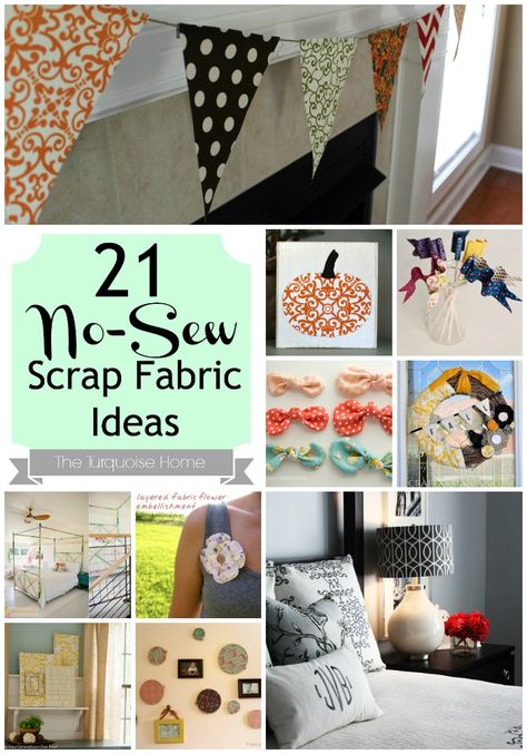 After making my “Scrappy” Pumpkin Fall Decor this week, my wheels have been turning as to how to use up some of my fabric scraps in a useful way. So, I searched the Web over and found some of my favorite no-sew fabric crafts. No-sew is my favorite kind of fabric project, for sure! And ... Read More about 21 No-Sew Fabric Scrap Ideas {Roundup} Scrap Fabric Ideas, Fabric Crafts Diy, Diy Fabric Crafts, Scrap Fabric Crafts, Scrap Fabric Projects, Scrap Ideas, Fabric Ideas, Diy And Crafts Sewing, Pumpkin Fall Decor