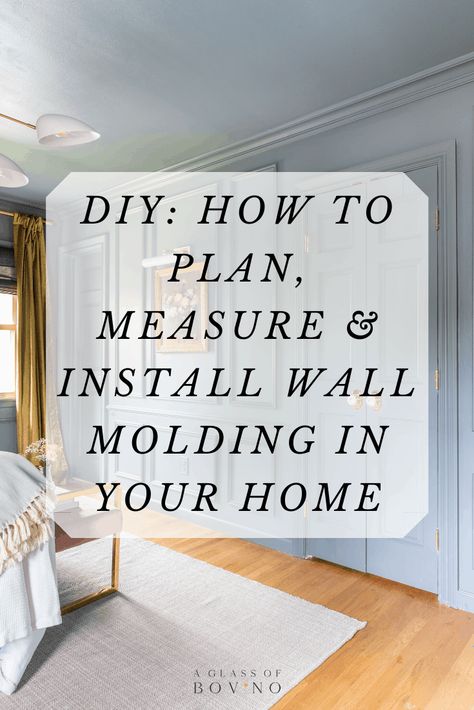 DIY-HOW-TO-PLAN-MEASURE-INSTALL-WALL-BOX-MOLDING-TRIM Wall Molding Diy, Wall Panel Ideas, Box Molding, Wall Trim Molding, Diningroom Ideas, Box Trim, Owners Suite, Bedford Street, Wall Moulding