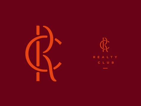 Realty Club Logo by Jason Wright Realty Branding, Rc Monogram, Modern Monogram Logo, R Monogram, Chocolate Logo, R Logo, Minimalist Business Logo, Logo Luxury, Restaurant Logo