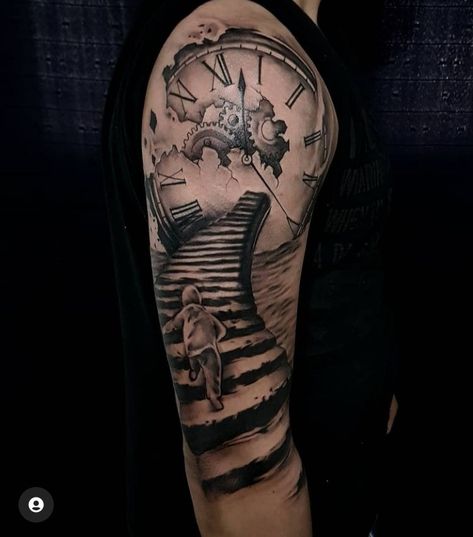 Time Clock Tattoo For Men, Risk Rich Tattoo, Risk Tattoo, Time Clock Tattoo, Rich Tattoo, Arm Tattoos Lettering, Clock Tattoo Sleeve, Clock Tattoo, Time Clock