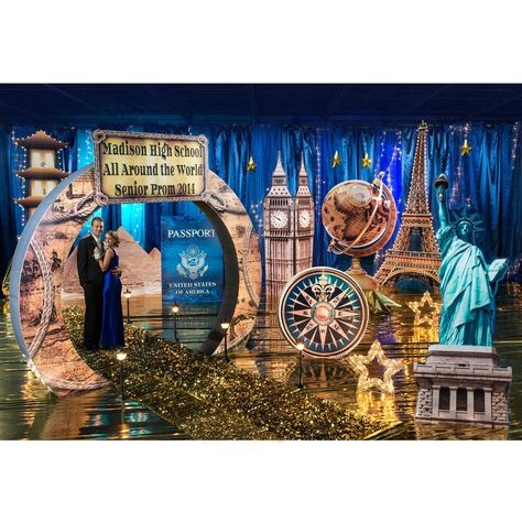 Party Around The World, Vintage Hollywood Theme, Homecoming Dance Themes, Travel Centerpieces, Around The World Party, Boardwalk Theme, Homecoming Themes, Around The World Theme, London Theme