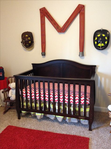 My mother in law and husband are amazing, firefighter nursery. fire theme. Firefighter Nursery Ideas, Fireman Nursery, Firefighter Nursery, Max Monroe, Firefighter Room, Fire Theme, Firefighter Home Decor, John Hill, Girl Firefighter