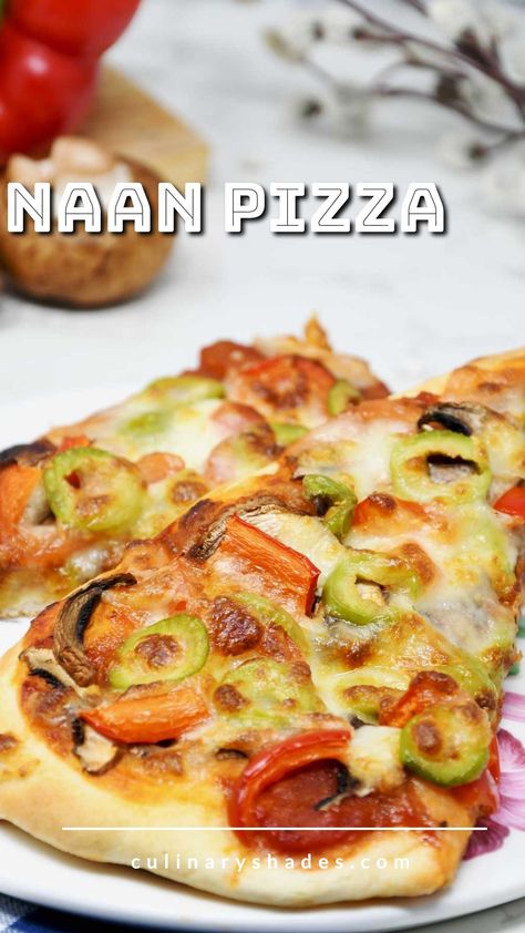 Air Fryer Naan Pizza - Culinary Shades Olive Pizza, Naan Bread Pizza, Homemade Naan Bread, Indian Diet, Naan Pizza, Naan Bread, Quick Easy Snacks, Flatbread Pizza, How To Make Pizza