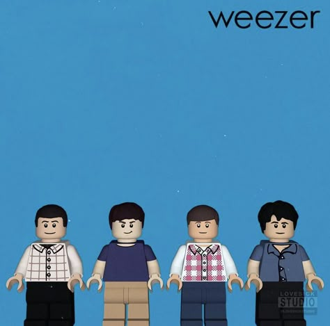 Blue Album Weezer, Weezer Blue Album Cover, Weezer Album Cover, Lego Album Covers, Lego Albums, Weezer Blue, Lego Music, Lego Poster, Cool Album Covers