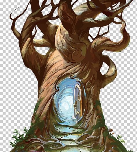 Tree People Drawing, Fictional Drawing, Hollow Tree Drawing, Tree Hollow, Tree Trunk Art, Tree Person Drawing, Cartoon Tree Drawing, Magical Trees, Magical Tree Drawing