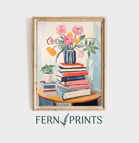 Fern Prints, Cozy Art, Flower Art Painting, Lovers Art, Flower Art, Printable Wall Art, Book Lovers, Wall Art Decor, Art Painting