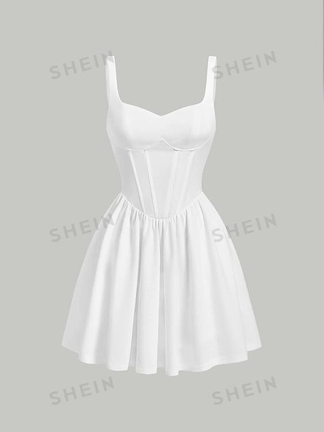 SHEIN MOD Solid Cami Dress | SHEIN Corset Dress Aesthetic, Bachelorette Dress, Structured Dress, Dress Aesthetic, Dress For Short Women, Clothes Shop, Men's Clothes, Really Cute Outfits, Cami Dress