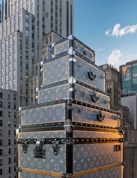 Louis Vuitton transforms 5th Avenue New York flagship with monumental trunk display 5th Avenue New York, 5th Avenue, Experiential, Fashion House, Trunk, Fashion News, New York City, Career, Louis Vuitton