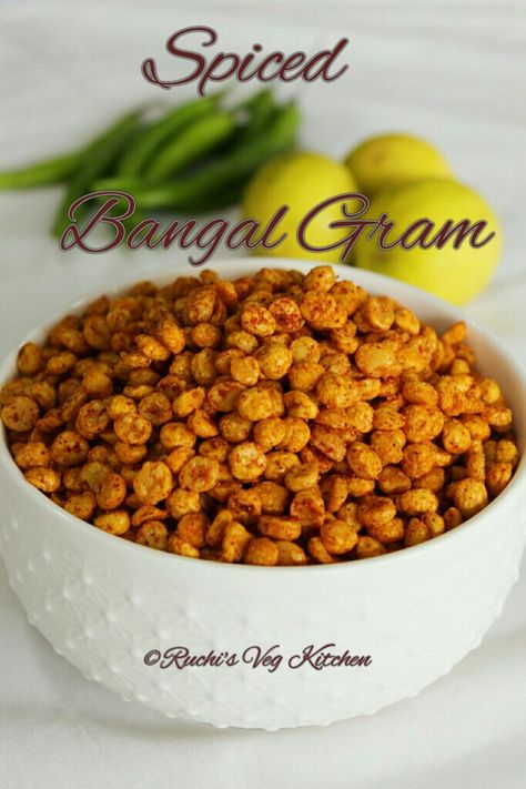 SPICED BANGAL GRAM / MASALA DRY CHANA DAL | Ruchi's Veg Kitchen Gram Masala, Bhel Puri Recipe, Asian Meatballs, Diwali Recipes, Dal Fry, Puri Recipe, Savoury Snacks, Puri Recipes, Food Pic