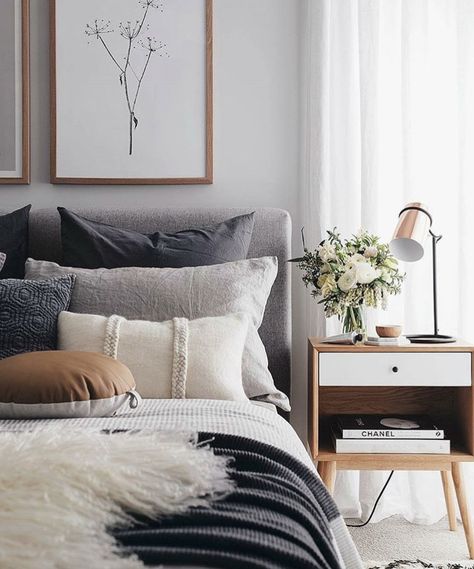 Modern Scandinavian Bedroom, Modern Bohemian Bedroom, Scandinavian Design Bedroom, Mid Century Modern Scandinavian, Mid Century Modern Bedroom, Scandinavian Bedroom, Modern Bedroom Decor, Bedroom Modern, Modern Curtains