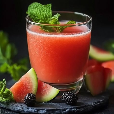 🌟🍉 *Refreshing Recipe: Watermelon Juice and Mint* 🍉🌟 Want a thirst-quenching drink for these sunny days? Here is a quick and easy recipe to prepare delicious watermelon and mint juice! *Ingredients :* - 1/2 ripe watermelon 🍉 - A few fresh mint leaves 🌿 - A little lemon juice (optional) 🍋 - Sugar to taste (optional) 🍬 *Instructions :* 1. Cut the watermelon into pieces and remove the seeds. 2. In a blender, add the watermelon pieces and mint leaves. 3. Blend until smooth. 4. Pass the mix... Watermelon And Mint, Mint Juice, Ripe Watermelon, Refreshing Food, Watermelon Juice, Fresh Mint Leaves, Fresh Mint, Mint Leaves, Lemon Juice