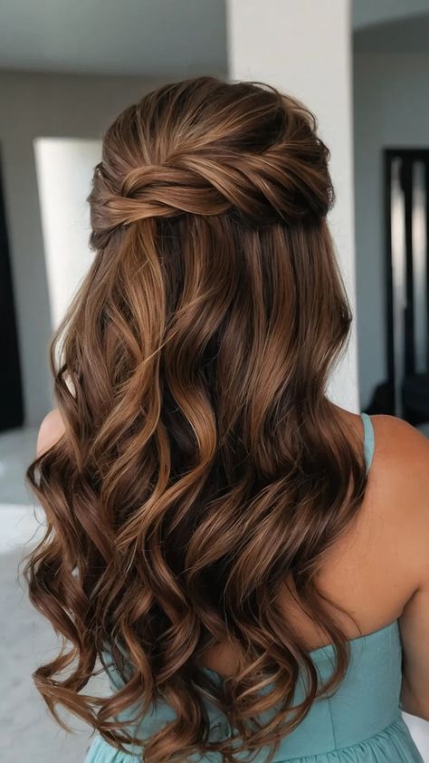 15 Stunning Bridesmaid Hair Ideas for Every Length - TecArticles Wedding Hair Side Part With Clip, Bridesmaid Hairstyles Half Up Half Down Braid Medium Lengths Long, Formal Hair Long Down, Wedding Hair For Thick Hair, Bridesmaid Hair Long Hair, Formal Half Up Half Down, Beach Wedding Hairstyles For Long Hair, Wedding Hairstyles For Brunettes, Hair Do For Wedding