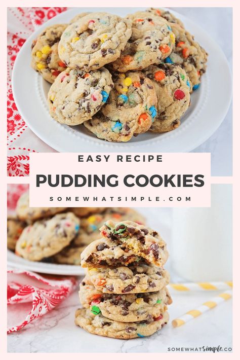 Cookies Made With Vanilla Pudding, M&m Cookies With Vanilla Pudding, Pudding M&m Cookies, Cookie Pudding Recipes, Cookies With Vanilla Pudding, Vanilla Pudding Chocolate Chip Cookies, M&m Cookies, Vanilla Pudding Cookies, Vanilla Cookie Recipe