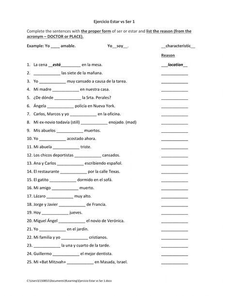 Spanish Colors Worksheet, Ser Vs Estar Spanish, Beginners Spanish, Spanish Tips, Ser And Estar, Spanish Practice, Writing Equations, Spanish Worksheets, Spanish Verbs