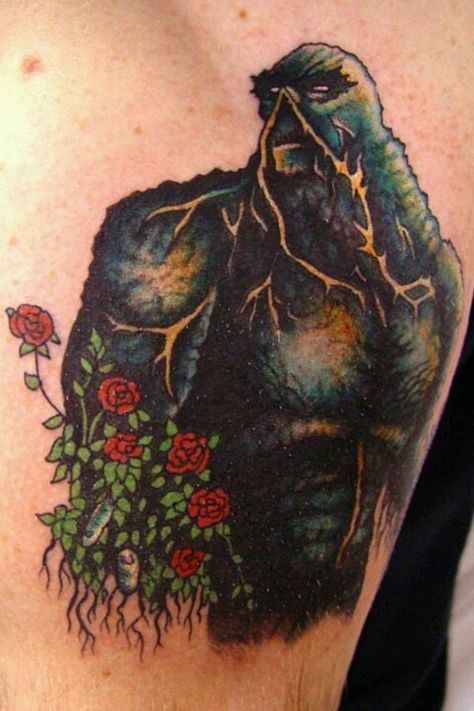 Swamp Thing Tattoo, Thing Tattoo, Physical Graffiti, Swamp Thing, 3 Tattoo, Awesome Tattoos, Skull Tattoo, Watercolor Tattoo, Tatting