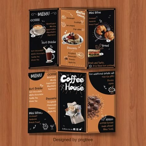 Brochure Coffee Design, Cafe Brochure Design Ideas, Coffee Brochure Design Ideas, Flayer Designs Ideas, Coffee Shop Brochure, Cafe Brochure, Coffee Brochure, Coffee Menu Template, Brown Restaurant