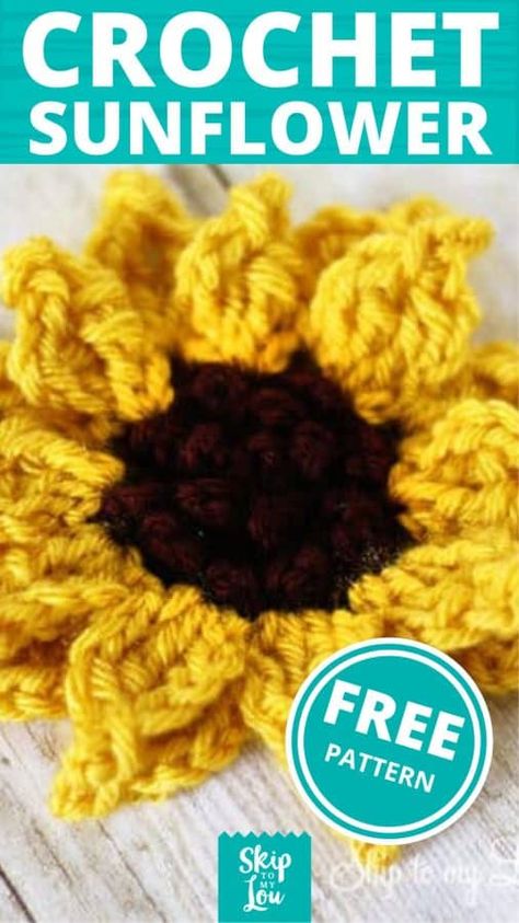 Crocheted Sunflowers Free Pattern, Crochet Sunflower Headband Pattern Free, Crochet Sunflower Applique Free Pattern, Crochet Sunflowers Free Pattern, Crochet Sunflower Pattern Free Tutorials, Free Sunflower Crochet Pattern, How To Crochet A Sunflower, Sunflower Coasters Crochet Free Pattern, Sunflower Granny Square Pattern Free