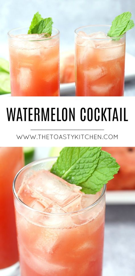 Watermelon Cocktail by The Toasty Kitchen Watermelon Cocktail Recipes, Fresh Watermelon Juice, Southern Cocktail, Poolside Cocktails, Summer Fruit Recipes, Watermelon Cocktail, Watermelon Drink, Refreshing Summer Drinks, Summer Grilling Recipes