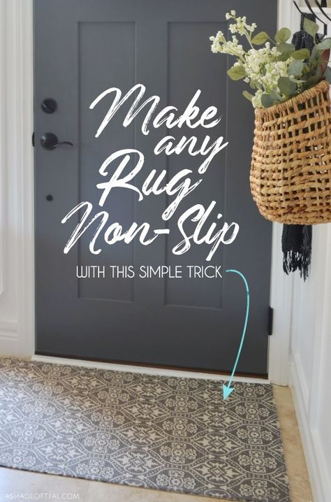 Make Any Rug Non-Slip with this Simple Trick Rug Hacks Easy Diy, How To Bind A Rug, Clean Area Rug Diy, How To Keep A Rug From Slipping, Fix Snagged Rug, Entryway Rug Ideas, Rug Hacks, Make A Rug, Ingenious Ideas