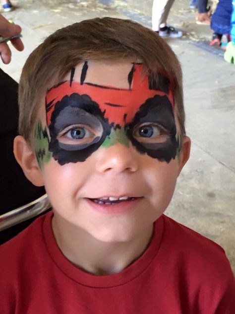 Tractor face paint Tractor Face Painting, Country Face Paint, Farm Face Painting Ideas, Farm Face Paint, Caterpillar Face Paint, Boys Halloween Facepaint, Country Fest, Guide To The Galaxy, Kids Face Paint