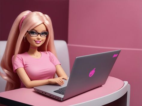 Photo barbie looks full body smart look ... | Premium Photo #Freepik #photo Barbie Laptop, Barbie Cartoon, Art Generator, Graffiti Art, Premium Photo, Full Body, Graffiti, Laptop, Art