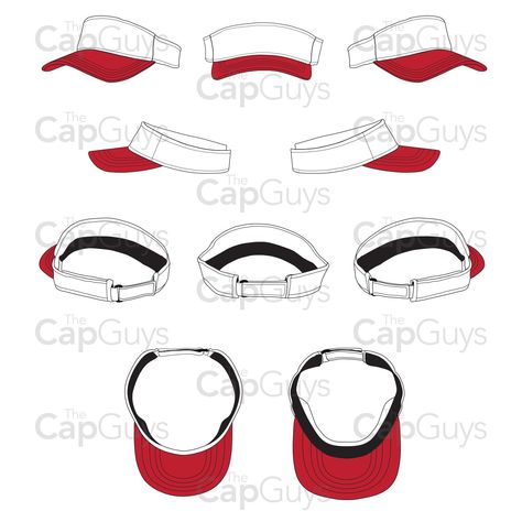 Check out our brand new template for Visor Hats! Use it to design  your next hat and get manufactured by us! https://thecapguys.com/ #tcg #thecagguys #hats #caps #templates #vector #adobe #illustrator #illustration #visor #golf #tennis #volleyball Visor Drawing, Tennis Hat, Cap Drawing, Short Brim Hat, Apparel Design Inspiration, Sketching Tips, New Template, Sun Visor Hat, How To Shade