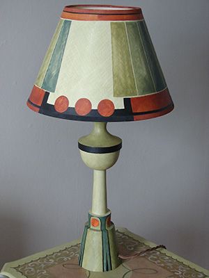 Omega Workshop Furniture, Hand Painted Lamp Shades, Bloomsbury Interiors, Painted Lamp Shades, Omega Workshop, Origami Lamps, Hand Painted Lamp, Painted Lamp, Painting Lamp Shades