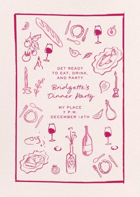 Table Doodle - Dinner Party Invitation Table Doodle, Online Party Invitations, Modern Classic Wedding Invitations, Summer Party Invitations, Dinner Party Invitations, Belated Birthday Card, Birthday Dinner Party, Kids Birthday Themes, Teen Birthday