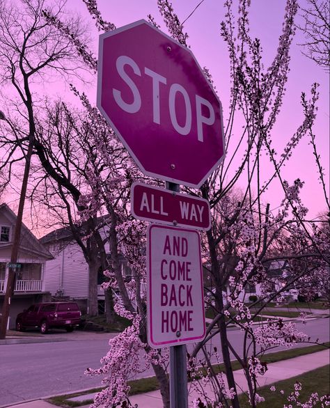 Stop sign purple sky aesthetic Break Core Aesthetic, Absurdism Aesthetic, Cute Creepy Aesthetic, Pink Weirdcore, Pink Dreamcore, Pink Creepy Aesthetic, Liminal Aesthetic, Creepy Pink Aesthetic, Type Of Aesthetics