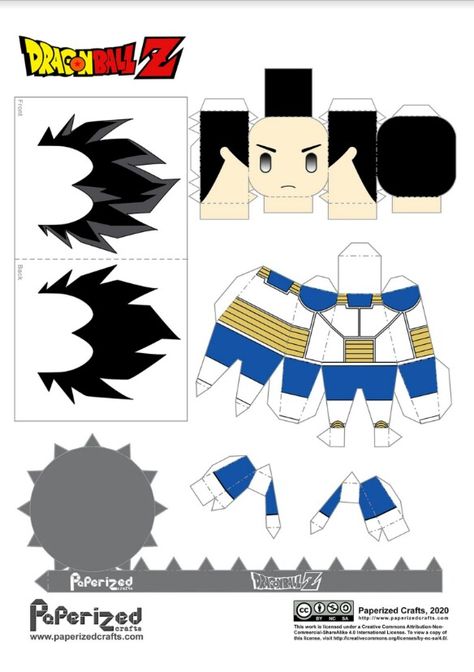 Dragonball Z Cake, Vegeta Dragon Ball Z, Anime Crafts Diy, Anime Paper, Paper Toys Template, Birthday Gifts For Boyfriend Diy, Paper Doll Template, Anime Crafts, 3d Paper Crafts