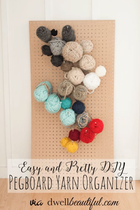 Whole House Organization, Garage Craft Room, Yarn Organizer, Diy Pegboard, Pegboard Organization, House Organization, Yarn Organization, Sewing Room Organization, Yarn Storage